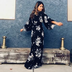 love stitch gauze kimono maxi dress